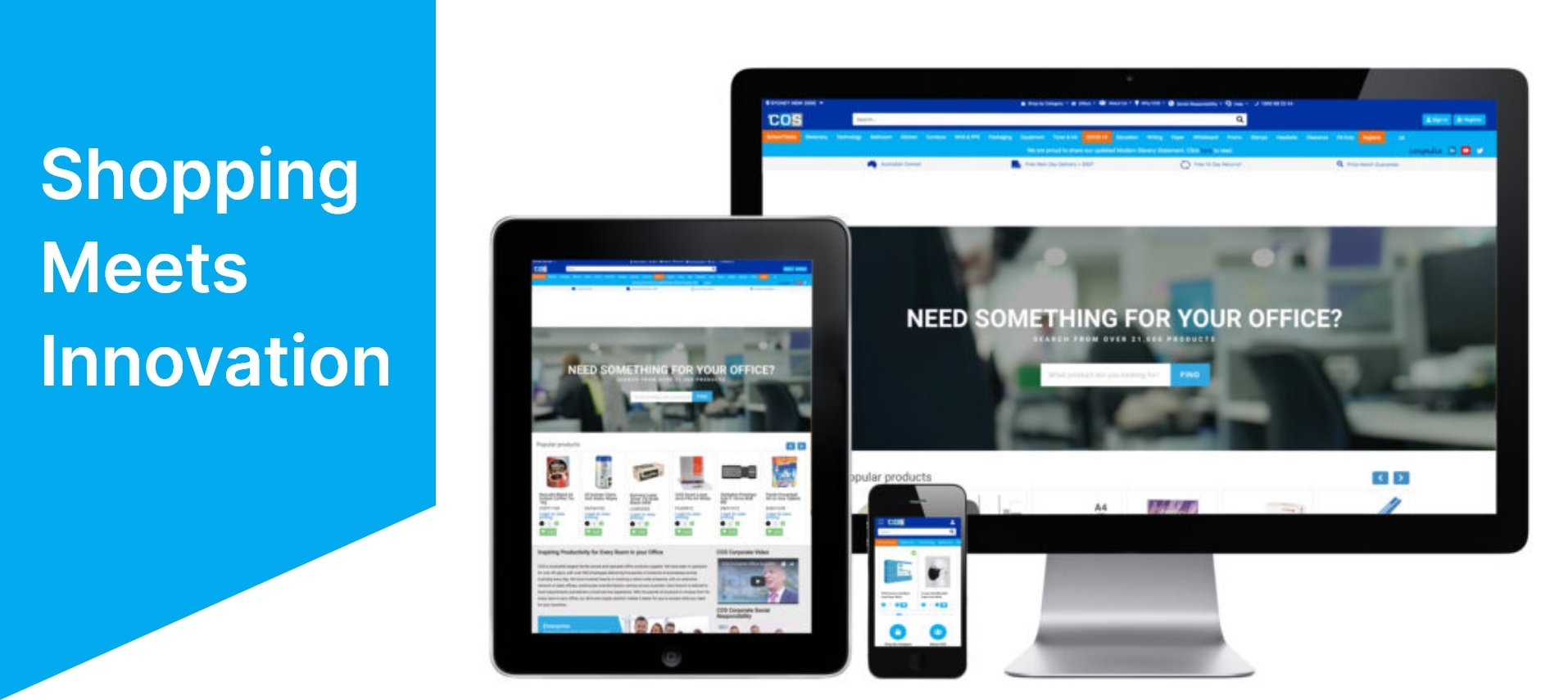 This image showcases our COS Net portfolio project displayed across different devices