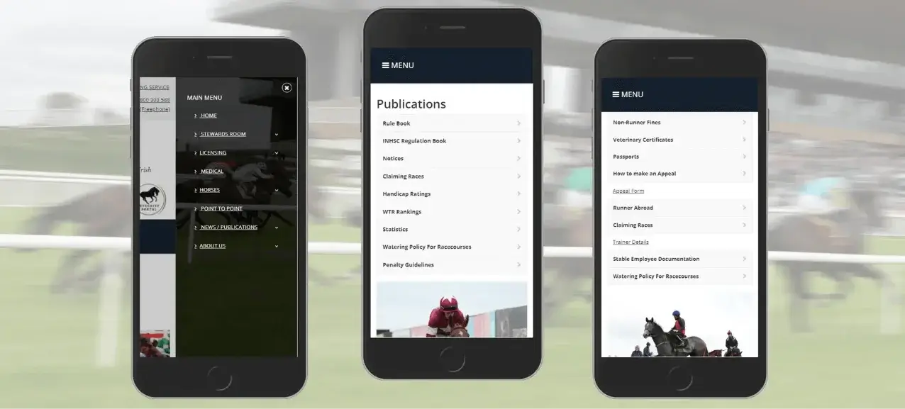 This image shows the iHRB Clerk of Scale menu on three different phones.