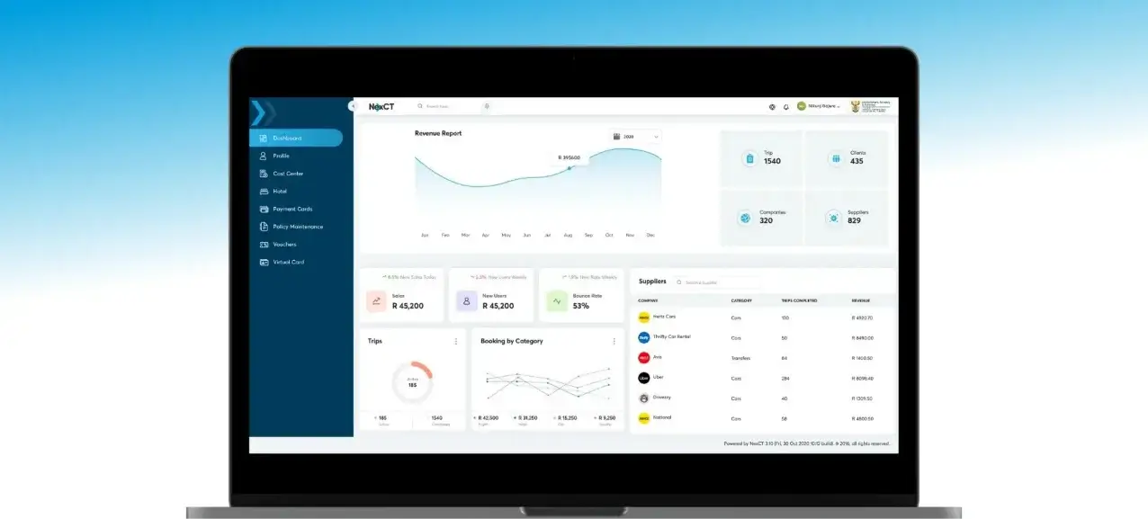 This image highlights the NexCT website's dashboard overview.