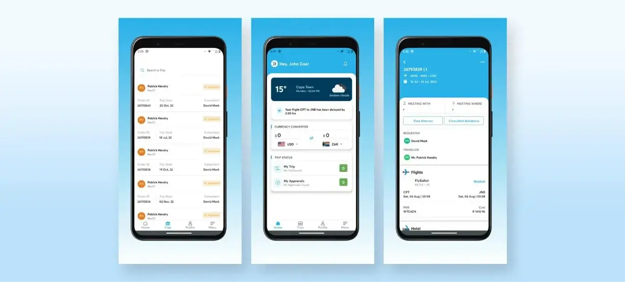 This image presents additional functionalities of the NexCT app.