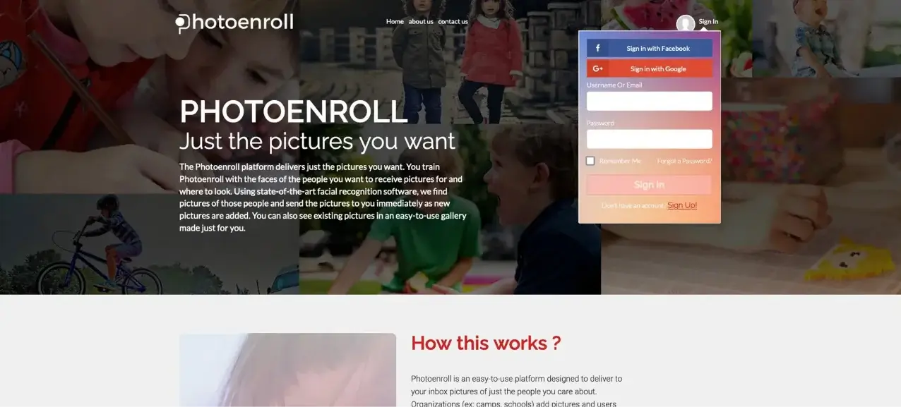 This image showcases our PhotoEnroll portfolio project