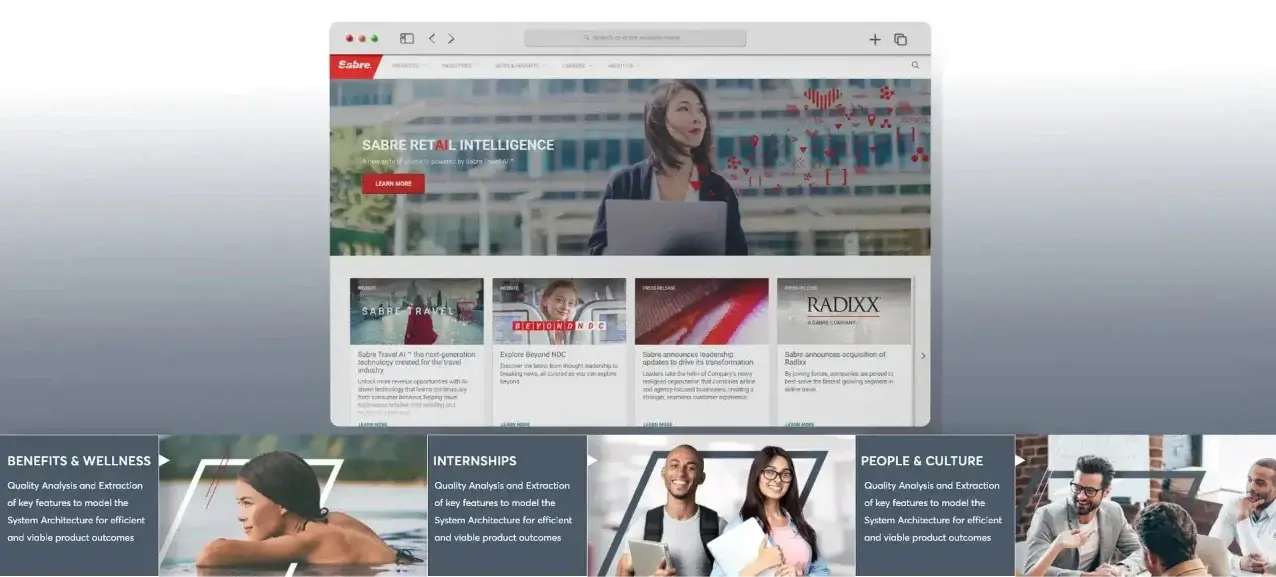 This image highlights the interface of the Sabre Booking Engine project