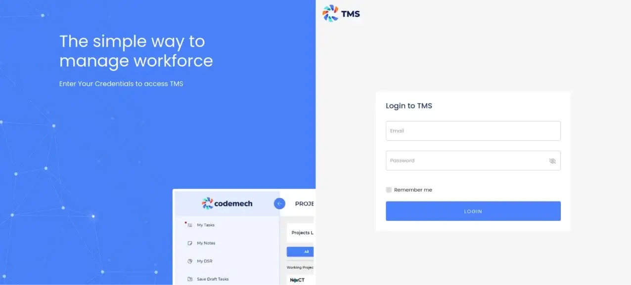This image showcases the TMS portfolio project