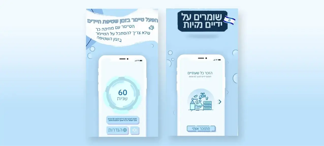 Wash App - This image shows the WashyHands app interface with timer