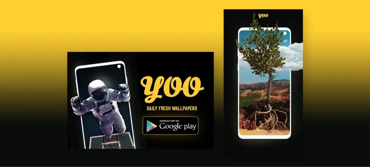 This image represents the Yoo Wallpapers app availability on the Play Store, ready for download