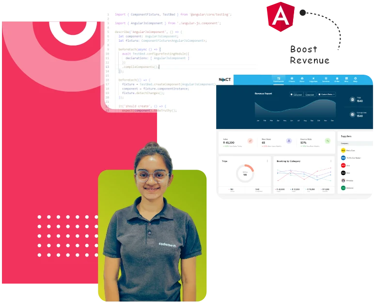 This image shows how our Angular solutions help boost company growth and revenue.