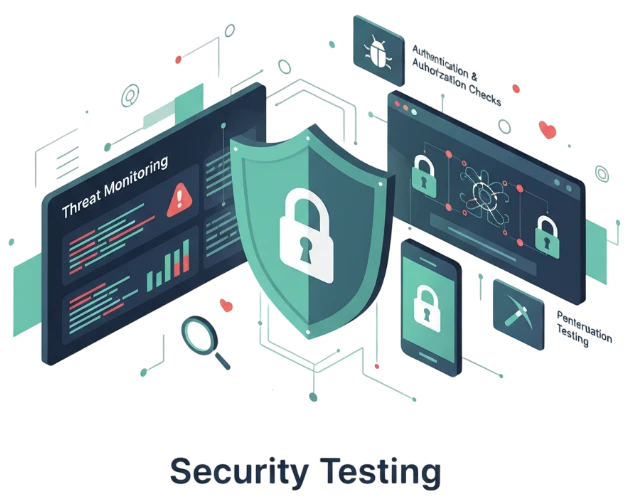 This image shows Security Testing focused on identifying, analyzing, and remediating vulnerabilities.