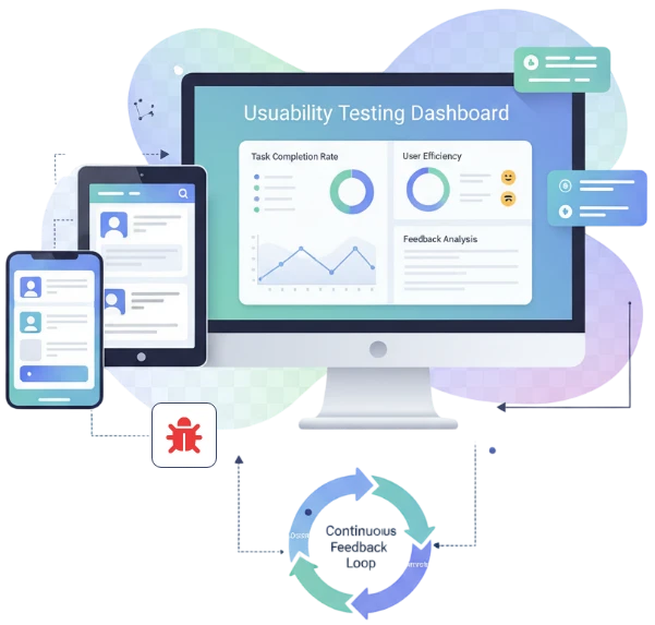 This image shows how Usability Testing helps companies evaluate the ease of use and overall user experience of their digital products.